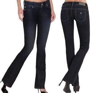 Guess Daredevil Boot Cut Supper Low Rise Dark Wash Jeans 26 Y2K